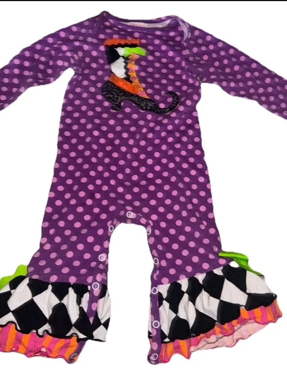 Ricrac And Ruffles Girls Size 12 Months Halloween Romper Purple